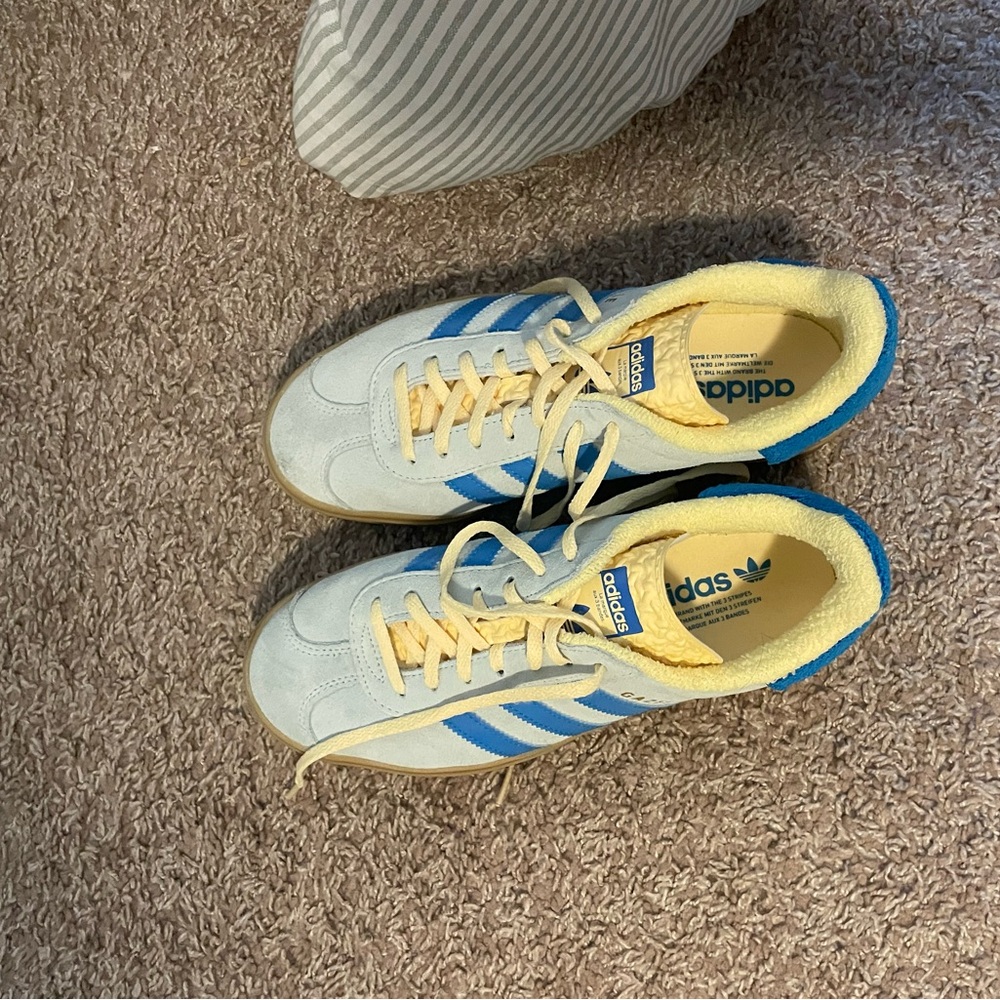 Adidas yellow and blue Gazelles